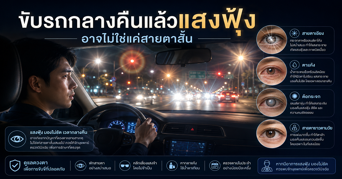 ขับรถกลางคืนแล้วแสงฟุ้ง อาจไม่ใช่แค่สายตาสั้น
